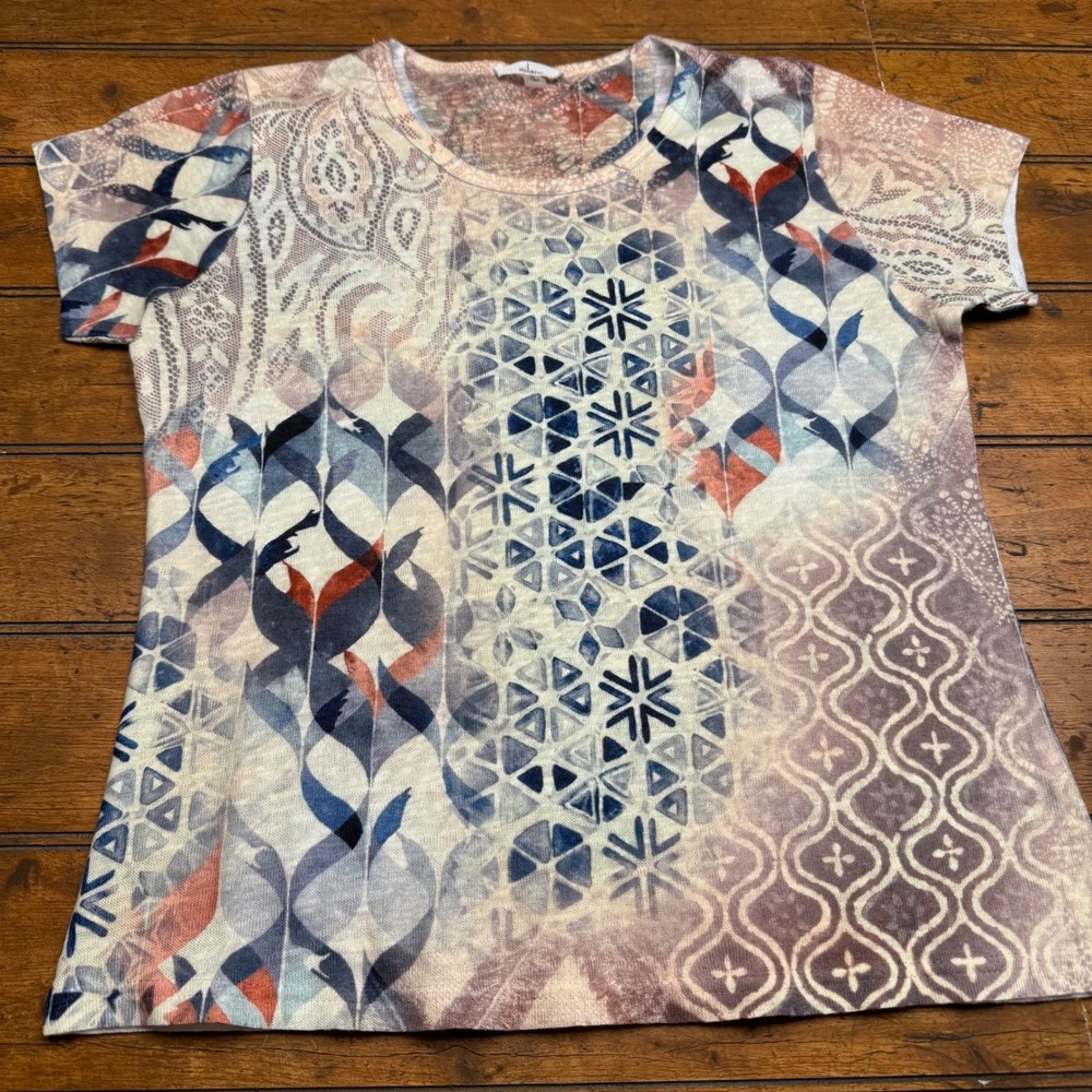 Milano Women's Abstract‎ Print Short Sleeve Top Size S